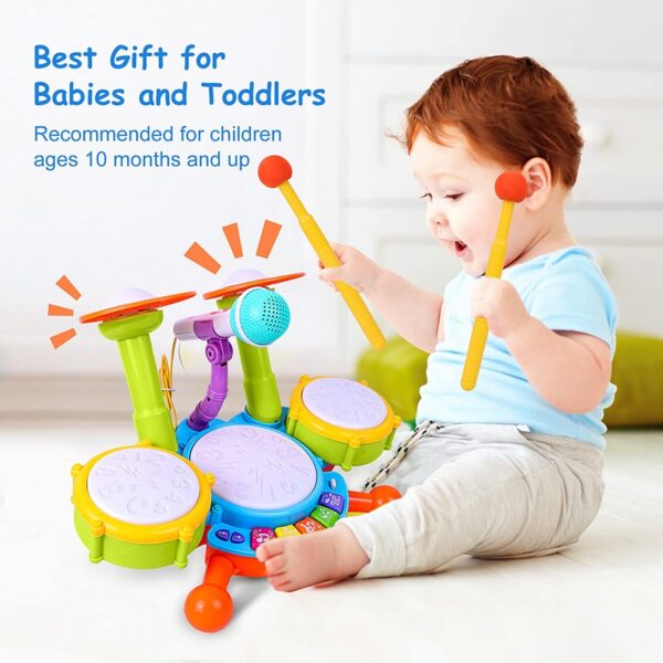 Kids Drum Set Toddlers 1-3 Musical Baby Educational Instruments Toy - Image 3