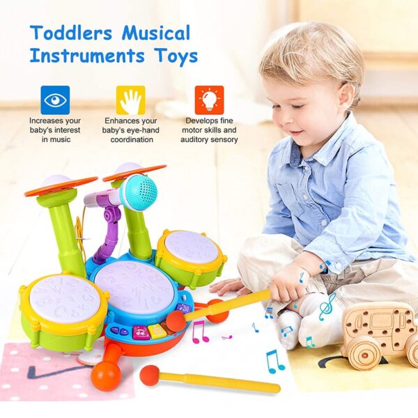 Kids Drum Set Toddlers 1-3 Musical Baby Educational Instruments Toy - Image 4